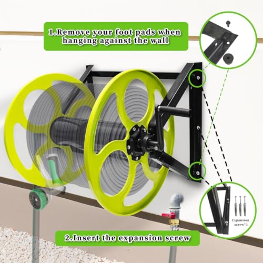 Stainless Steel Garden Hose Re - Reel Handle recension och pris