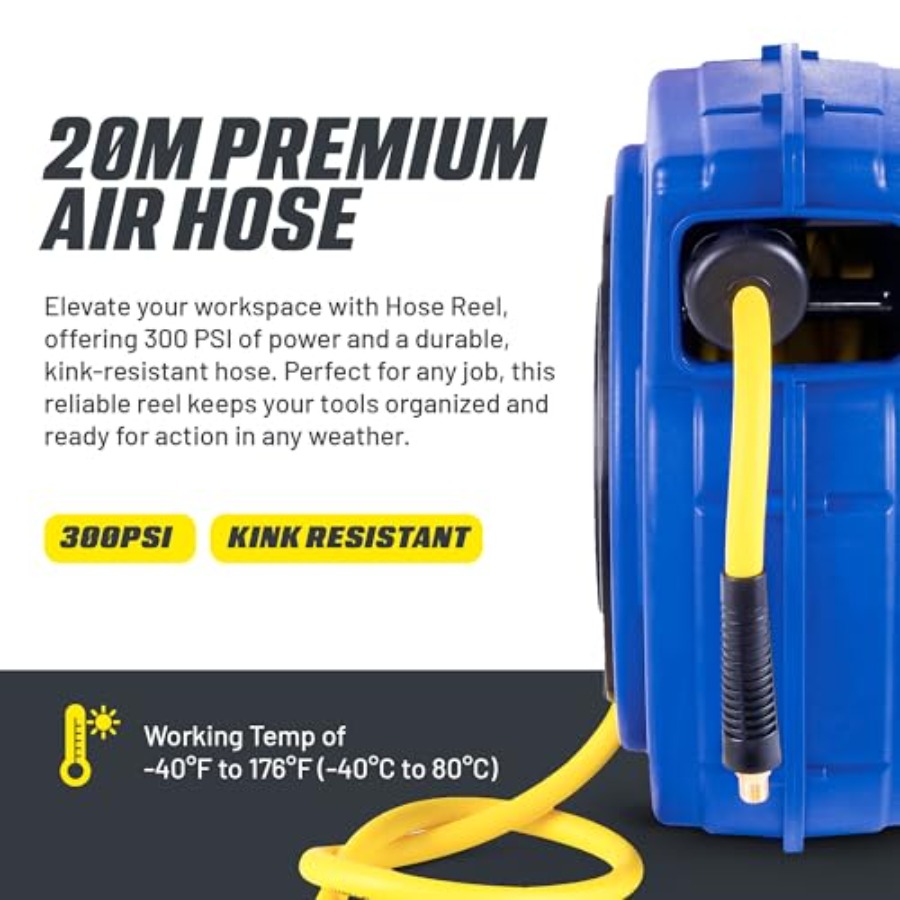 Retractable Air Hose Reel 3/8  - Reel Handle recension och pris