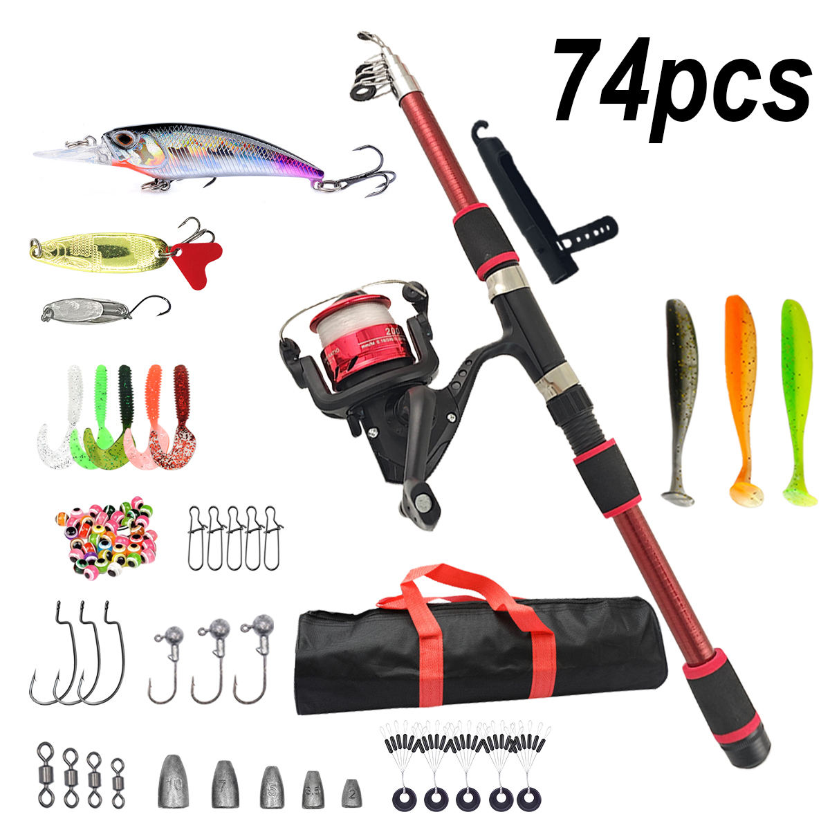 Fishing Pole Set Full Kits Wit - Spincast Reel recension och pris