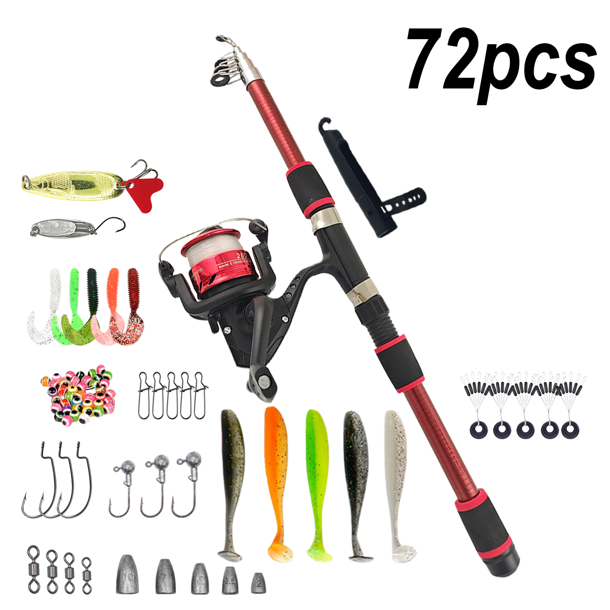 Fishing Pole Set Full Kits Wit - Spincast Reel recension och pris