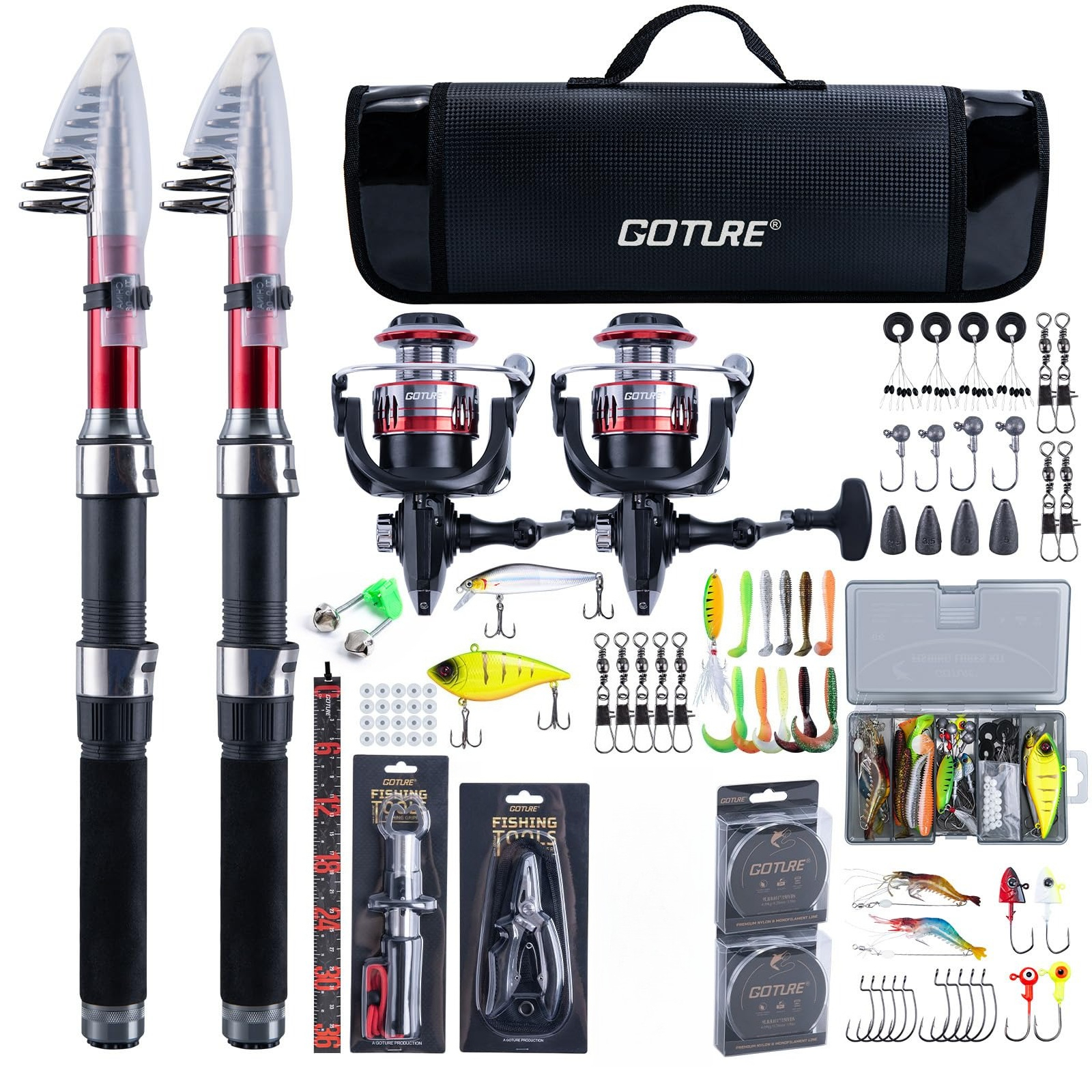 Goture 2Pcs Fishing Rod and 2P - Reel Bag recension och pris